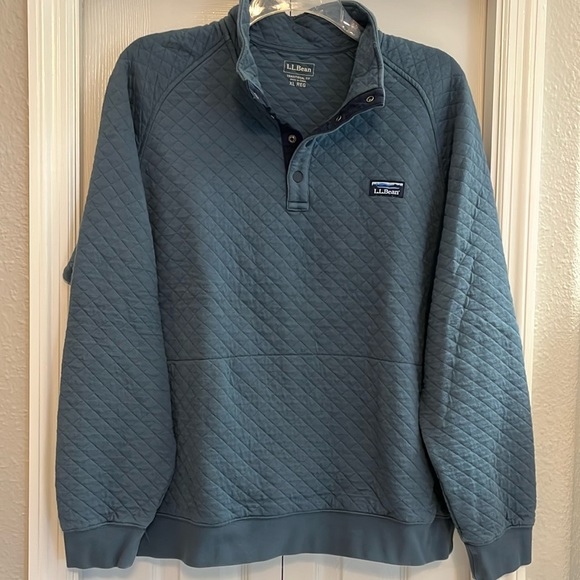 L.L.Bean Men's Quilted Sweatshirt, Mockneck-Blue size XL - Picture 1 of 4